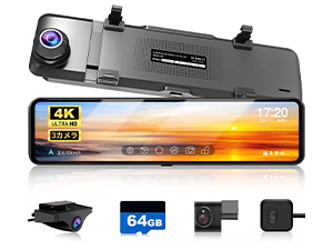 Amazon | JADO ドライブレコーダー ミラー型 3カメラ 4K録画 ドラレコ