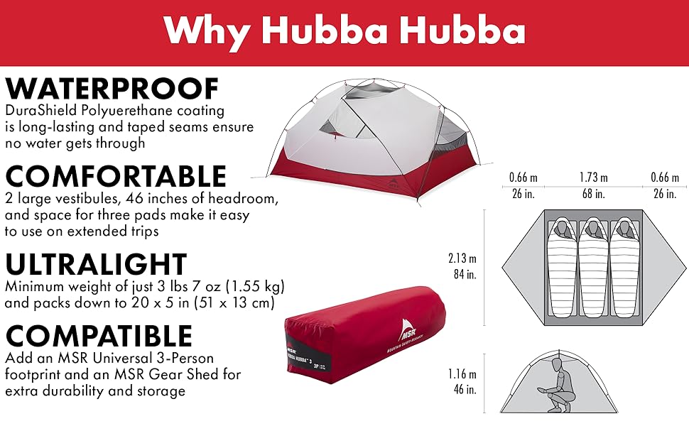 Amazon.com : MSR Hubba Hubba 3-Person Lightweight Backpacking Tent