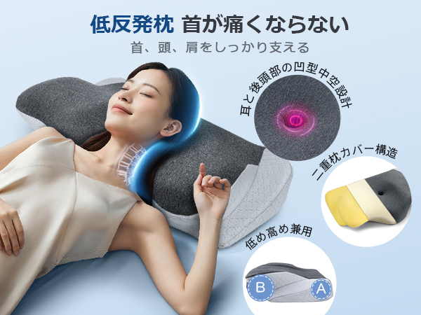 Amazon｜枕 首が痛くならない 低反発 まくら 低反発枕【耳と後頭部の