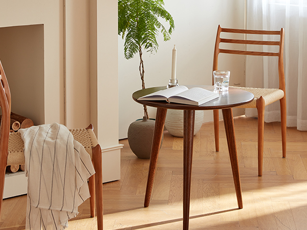 Amazon｜MU RONG サイドテーブル 丸 テーブル アメリカオークウッド