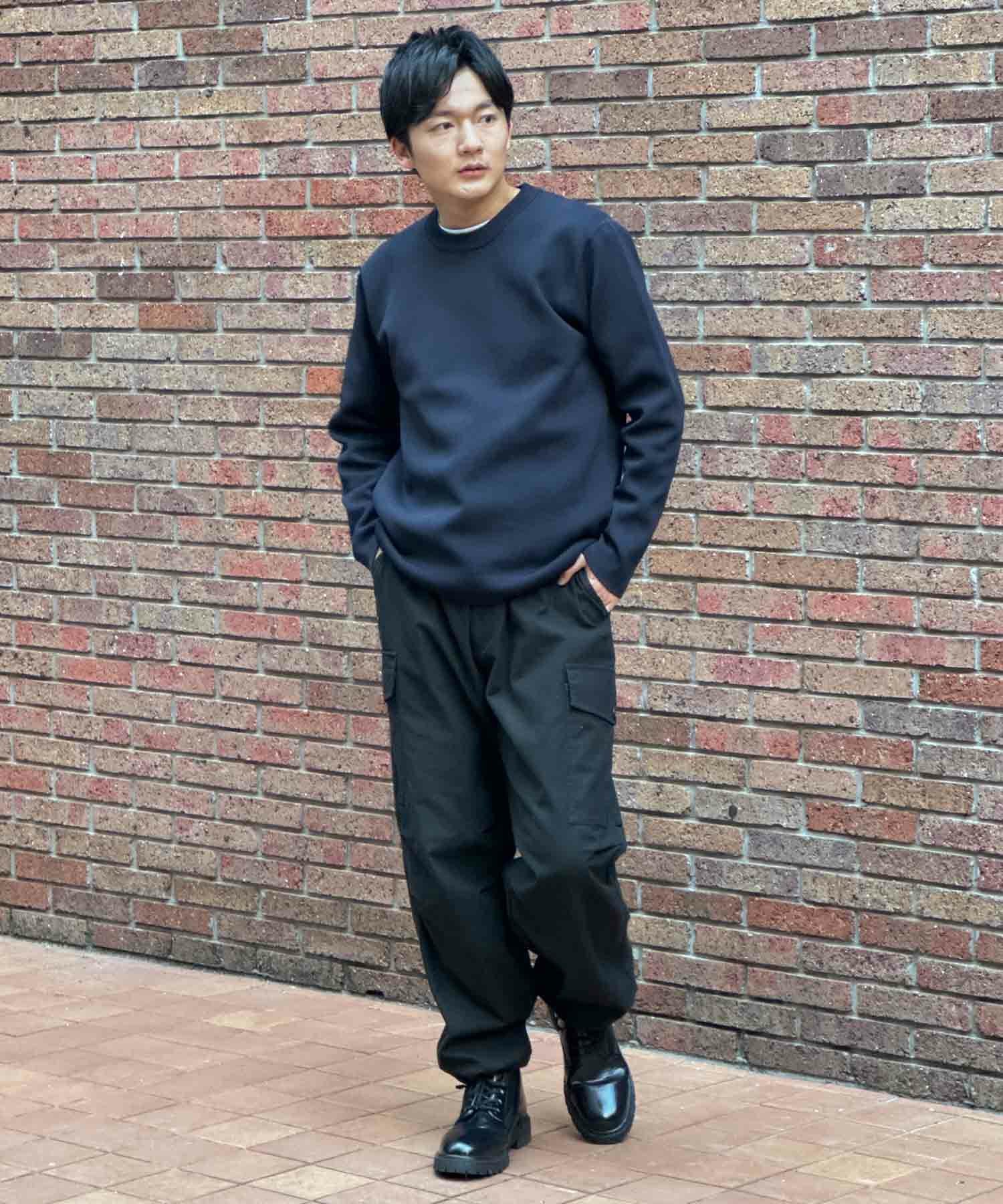 NAVY 軽快ニット 12Gクルーネック メンズ