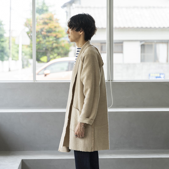 MITTAN OCガラ紡ロングジャケット（草木染）［胡桃］ - Maiden Voyage