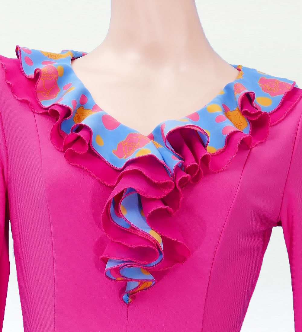 フラメンコ ローズ フリル セットアップ ピンク×ブルー 2348pibl