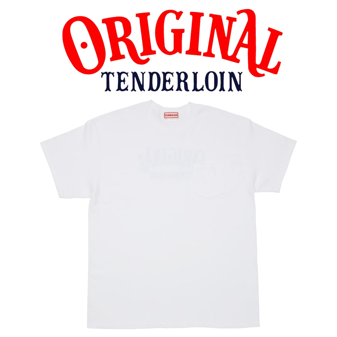 TENDERLOIN LOGO POCKET T-SHIRTS 6.0oz PREMIUM COTTON 100% WHITE