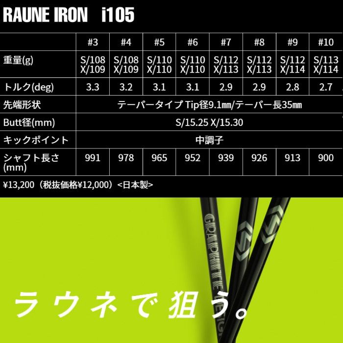 グラファイトデザイン RAUNE IRON ラウネ アイアン i105 テーパー