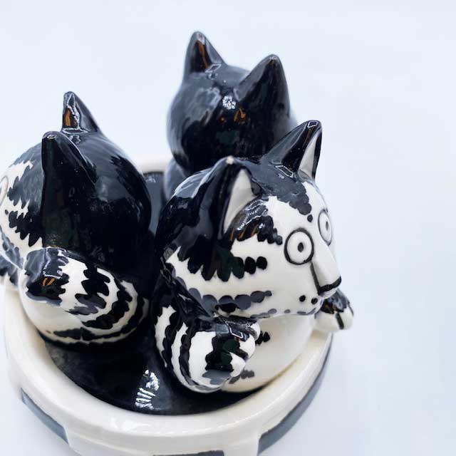 クリバンキャット猫デザイン 陶器製保存容器 クリバンキャット猫