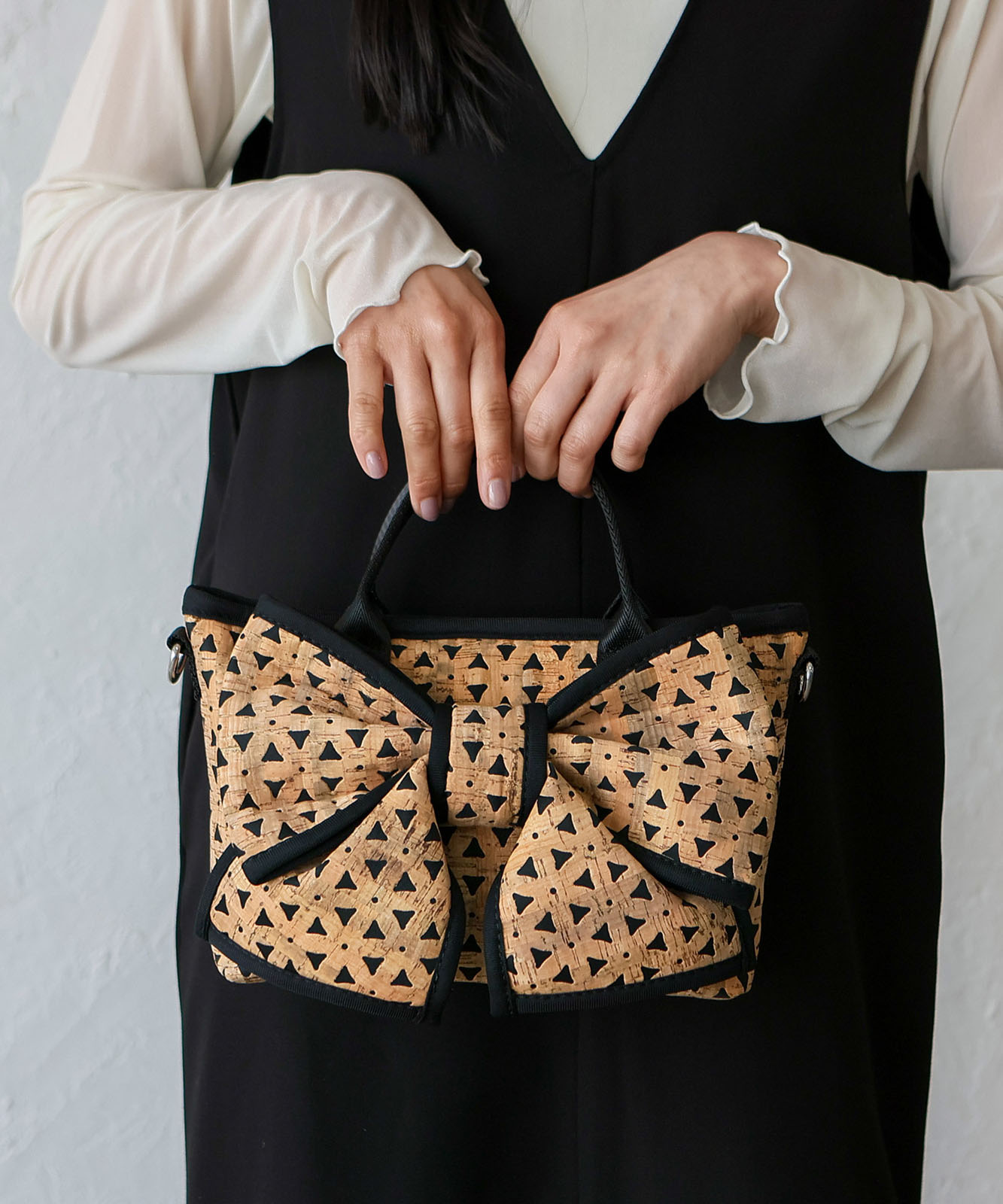 リボン2wayショルダーバッグ（ネオプレーン・ツイード・コルク