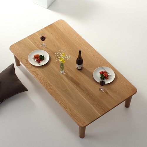 ローテーブル 幅85cm～幅180cm ホワイトオーク材 無垢材 柔らかい 丸み