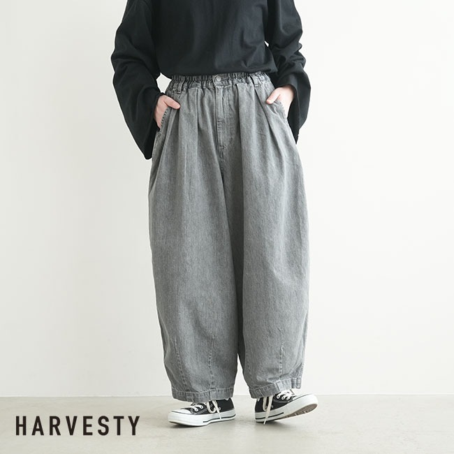 A12410]HARVESTY(ハーベスティ) BLACK DENIM CIRCUS PANTS ブラック