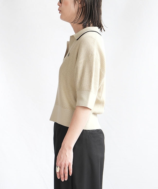 K9114]FRED PERRY(フレッドペリー) オープンカラーメッシュニット