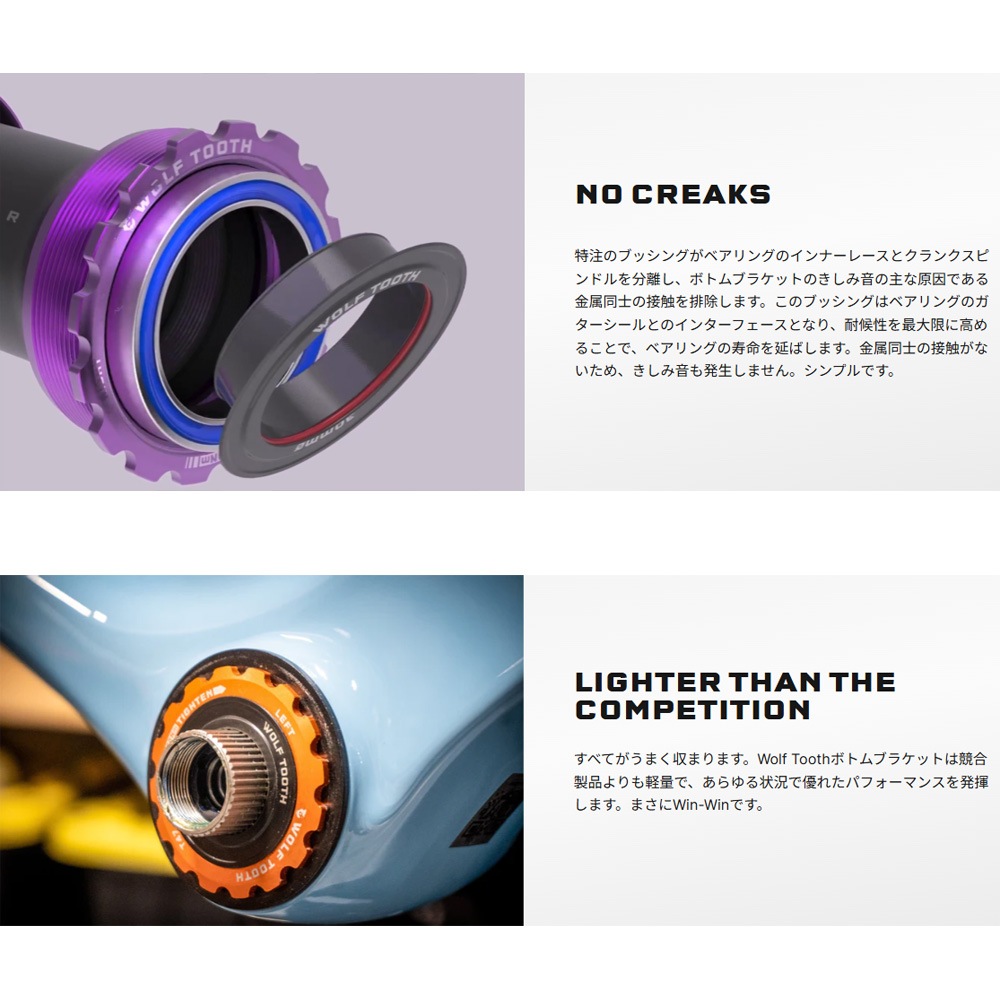 ウルフトゥース T47 Internal Bottom Bracket 30mm | ロードバイク