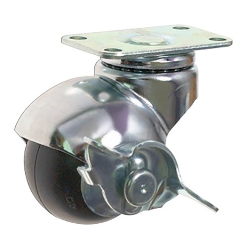 キャスター 自在 ゴム車輪 ストッパー付 (プレートタイプ) 405P-R40S