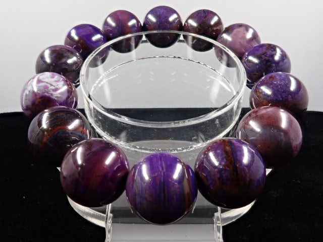 クレイジーパープルスギライト ブレスレット 15.8㎜ 5A | 天然石,サ行