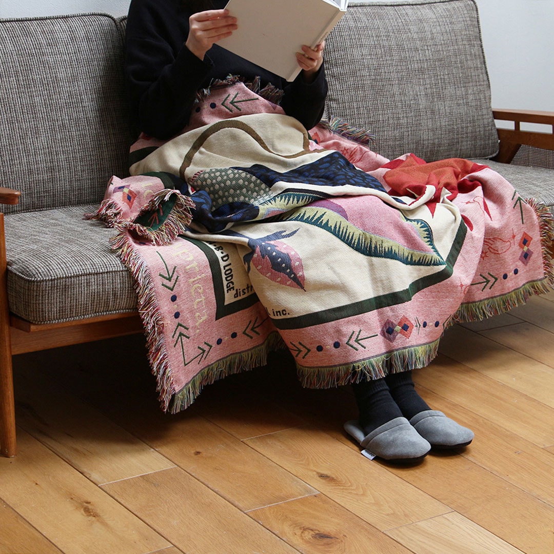 エコラ チェック柄フリンジ付きスロー 【公式通販】 ECOLA エコラ