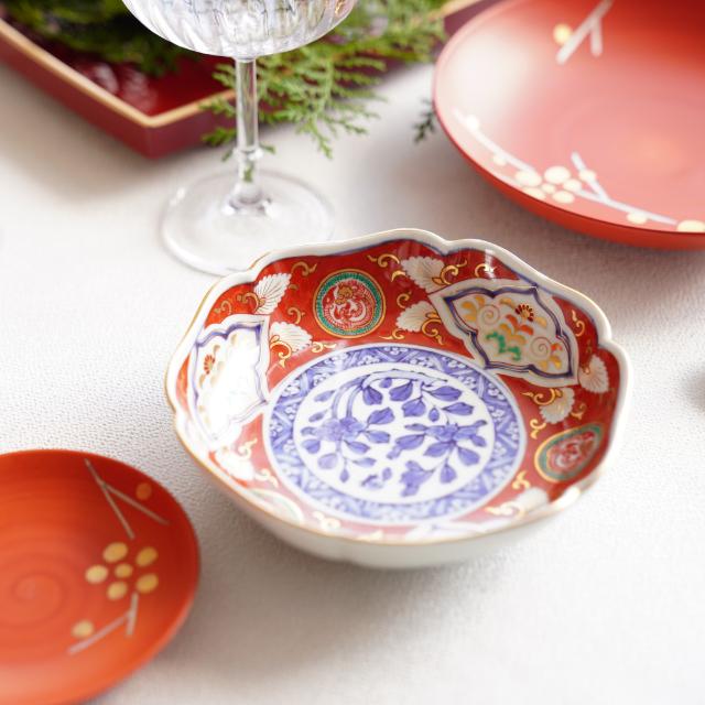 波佐見焼 赤濃木甲草花 小鉢 5寸 ｜ 四季折々のおしゃれな和食器通販