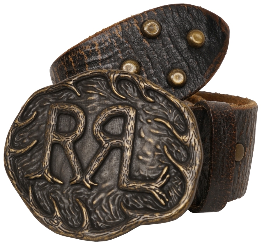 ダブルアールエル) RRL イタリア製 ロゴバックル レザー ベルト メンズ