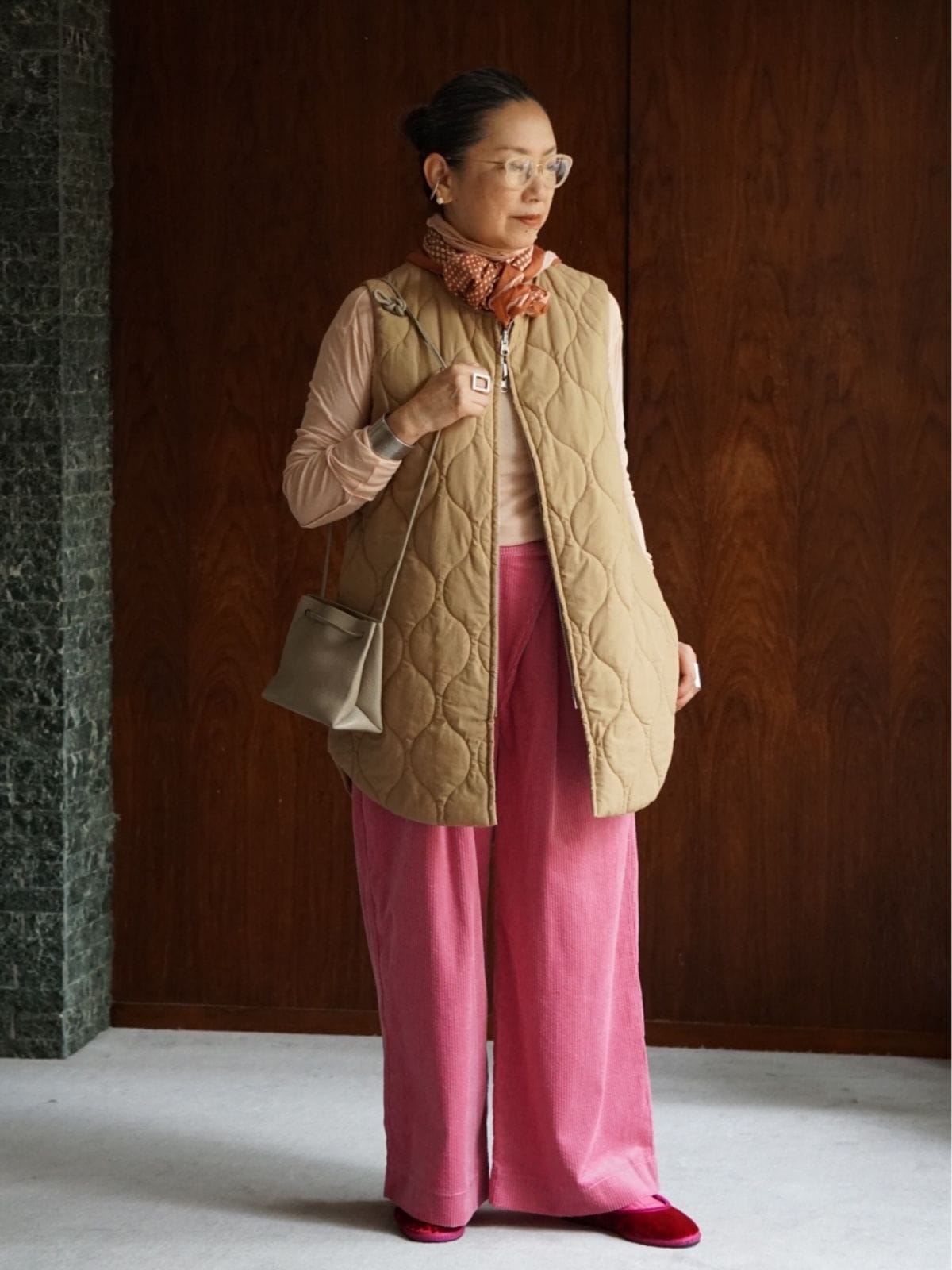 残りわずか】【25AW新作】キルティングベスト ベージュ | OUTERS | ko