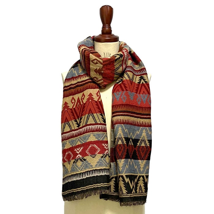 ラルフローレン ダブルアールエル RRL ネイティブ柄 ウール ストール