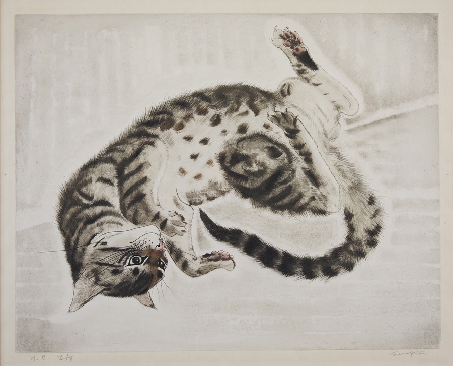 藤田嗣治 「仰向けに横たわる猫」 | | アトリエ・ブランカ