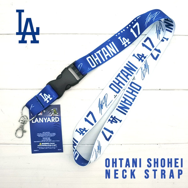大谷翔平 ドジャース ネックストラップ ブルー ホワイト ロゴ サイン