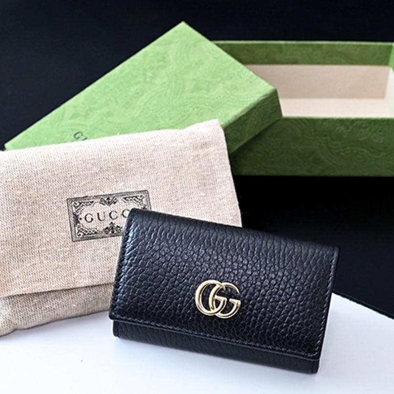 グッチ GUCCI キーケース プチ マーモント ダラーカーフ ダブルG