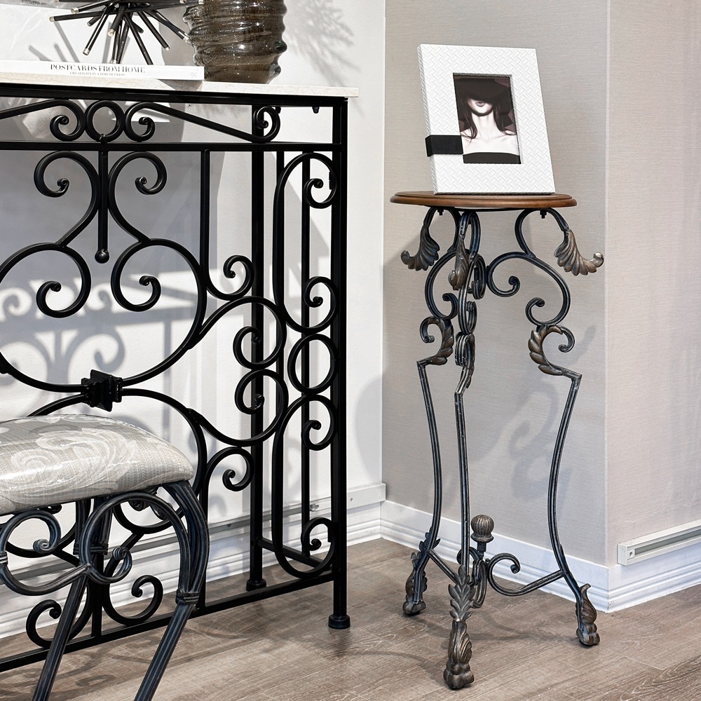 フラワースタンド ガラス天板 アイアンフレーム タワー型 クラシック