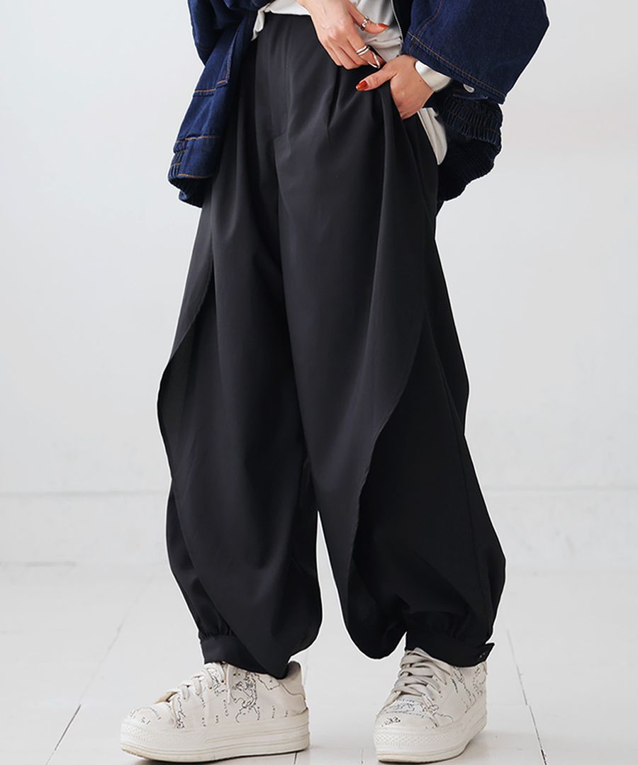 ラッフルパンツ パンツ レディース ボトムス ロング 送料無料・(100