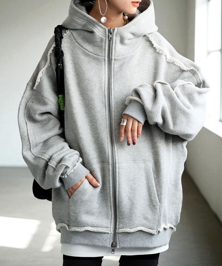 裏毛 Wジップ パーカー レディース 綿100 長袖 送料無料・再入荷