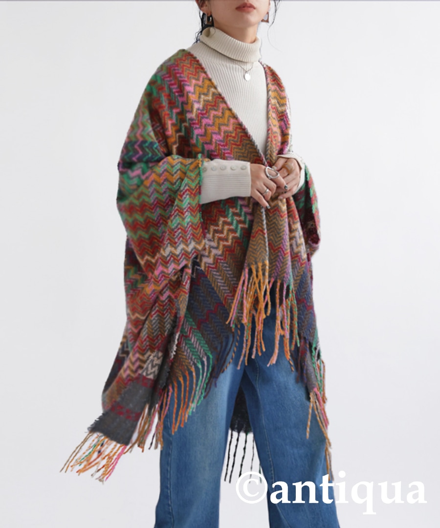 ポンチョ レディース トップス ミッソーニ柄 柄 配色 送料無料・再販