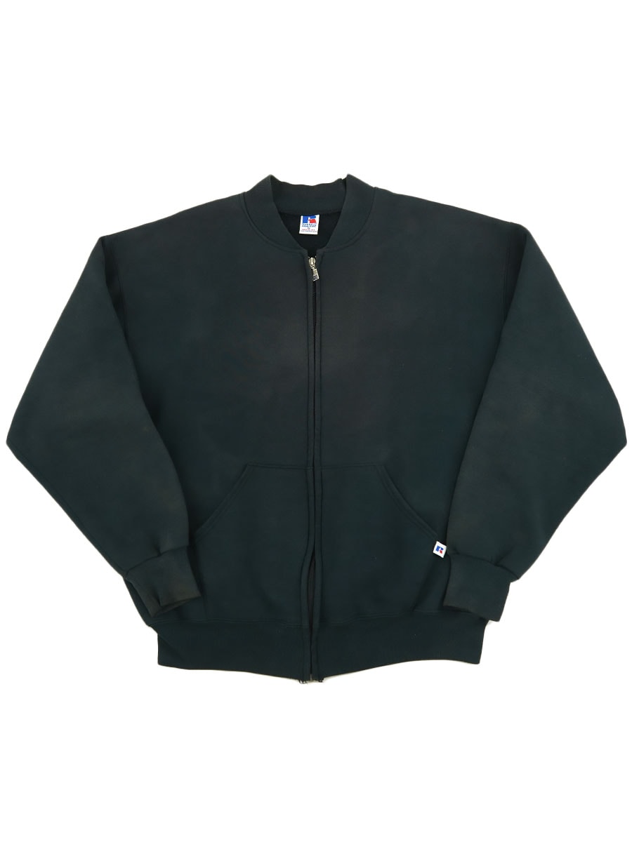 90's RUSSELL ATHLETIC フルジップ 無地スウェット 表記(XL) USA製 黒