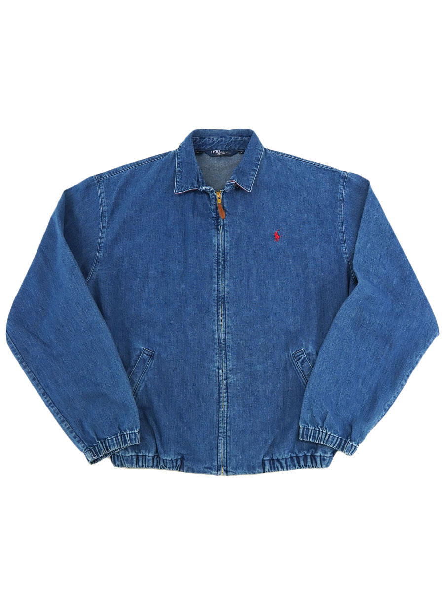 80's ラルフローレン 襟裏赤 デニムスウィングトップ 表記(L) USA製