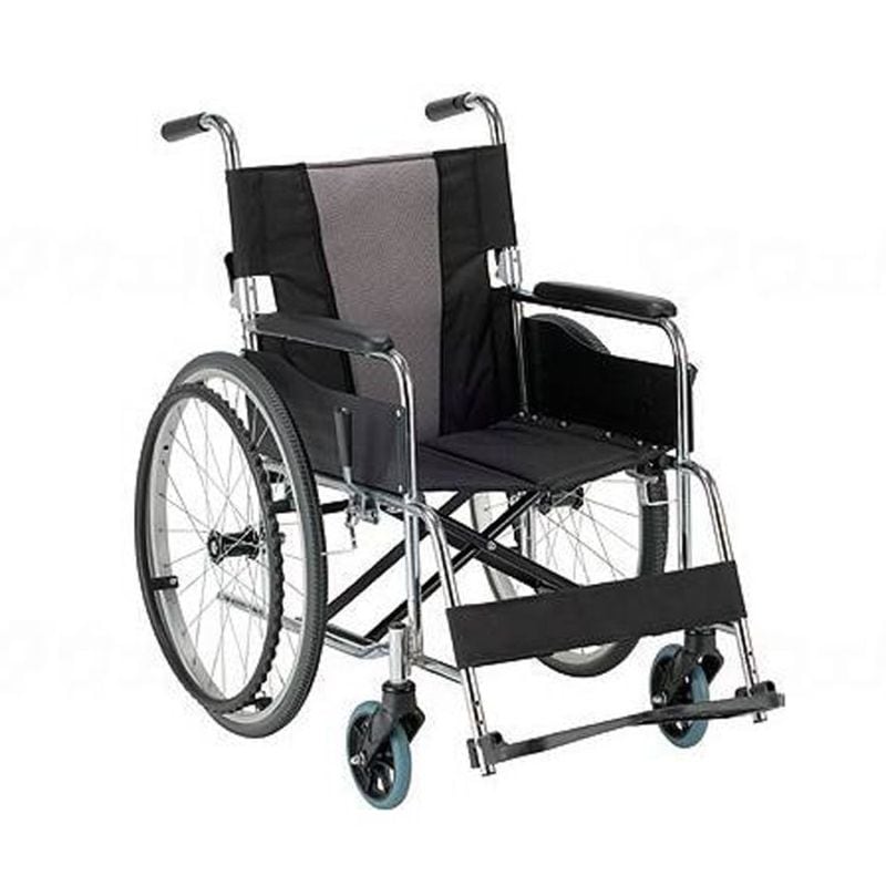 自走式スチール製車椅子EX-11KGS 背折れ 座幅42cm ノーパンクタイヤ