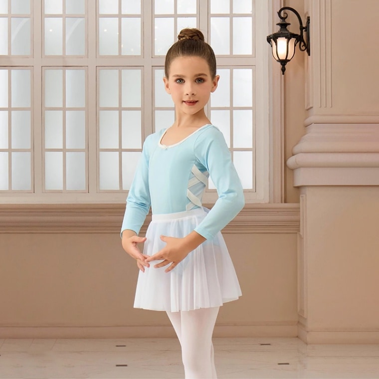 長袖バレエスカート付レオタードキッズジュニア SIK1850 | すべての