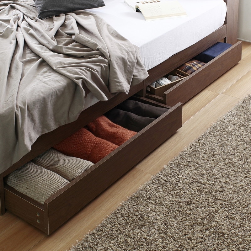 セミダブル】ヘッドボード付き 引出し収納ベッド/フラップ【FLAP