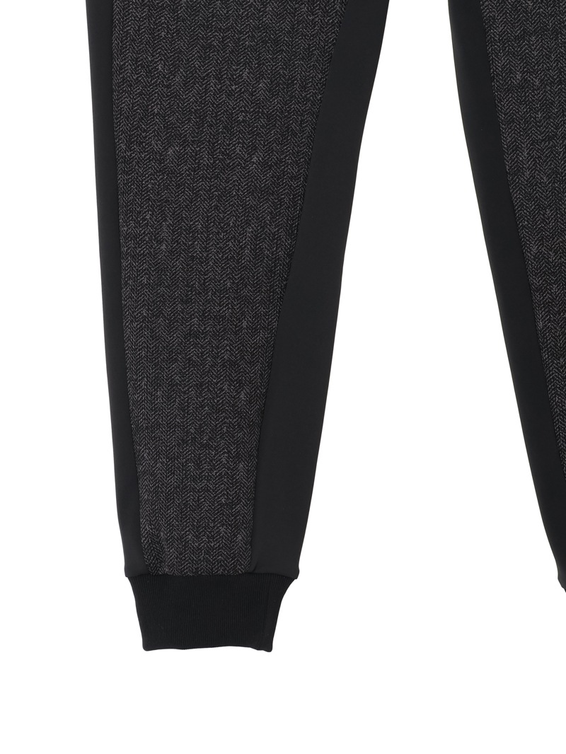 LPFG メンズ ヘリンボーンプリント テック フリース ジョガーパンツ