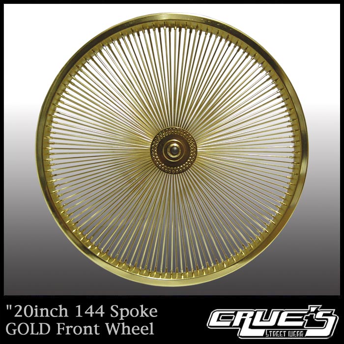 144スポーク 20インチ ホイール フロント ゴールド 自転車部品