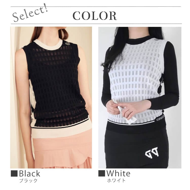 韓国ゴルフ シースルー ノースリーブ トップス | スポーツウエア