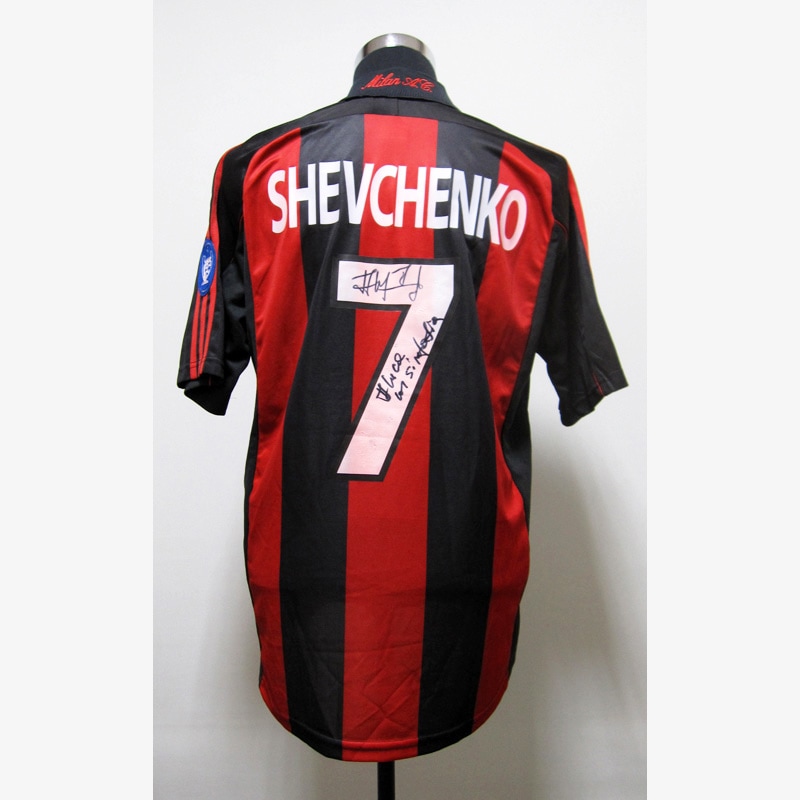 シェフチェンコ直筆サイン入り実使用ACミラン00/02ホーム