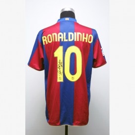 ロナウジーニョ直筆サイン入りバルセロナ05/06ホームユニフォーム