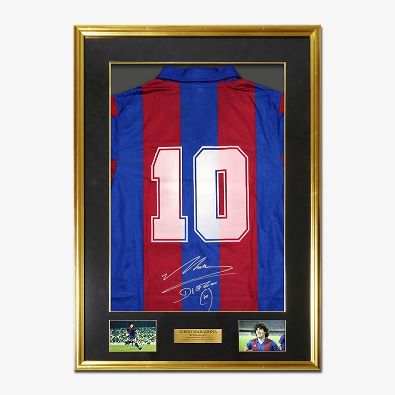 マラドーナ直筆サイン入りバルセロナ1982復刻版ホームユニフォーム特製