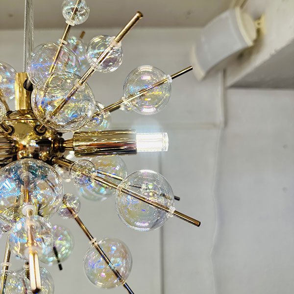 インテリア照明 バブルシャンデリア ガラスボール LED4灯 ゴールド