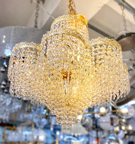 デザインシャンデリア「クラウン」 8灯（W600×H600mm）ゴールド | EL JEWEL