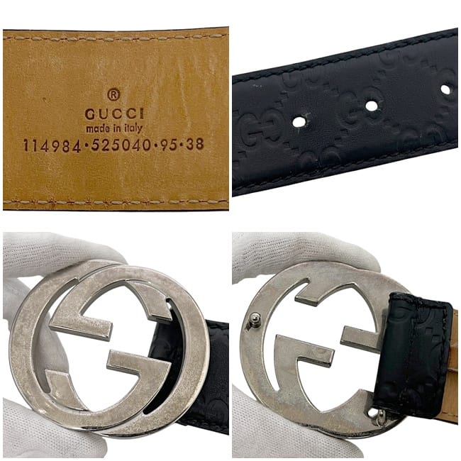 グッチ ベルト ブラック シマ 114984 525040 ウエスト 99cm レザー