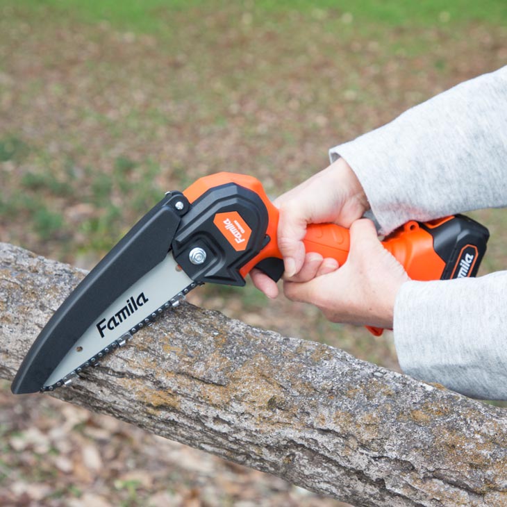 ファミラ NEW充電式コードレス2WAY高枝チェーンソー8点セット 予備