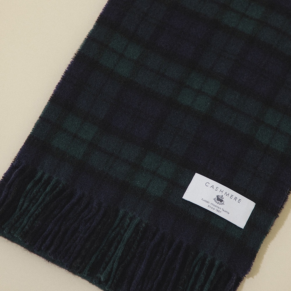 カシミヤ100％ チェックミニマフラー | Muffler | FUKAKINET