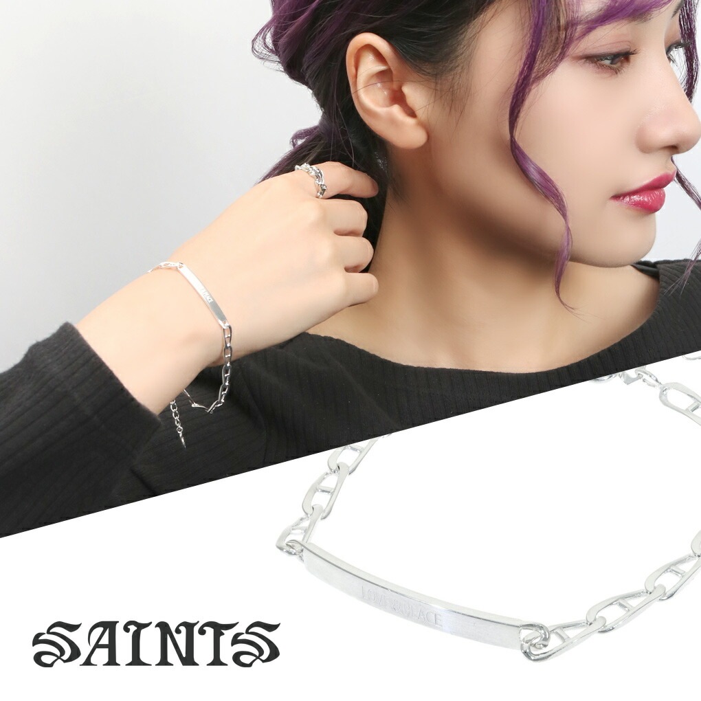 SAINTS セインツ LOVE&PEACE タグ プレート ブレスレット シルバー925