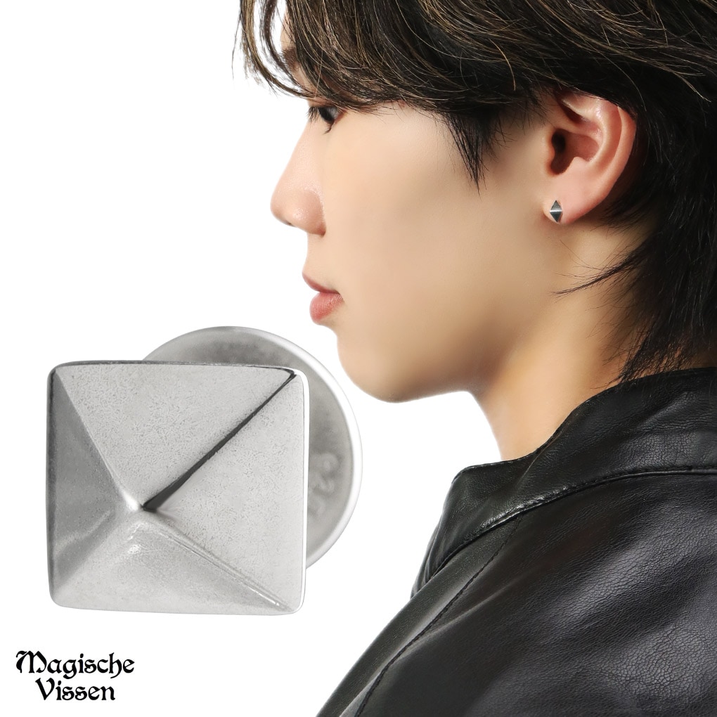 スクエア スタッズ ピアス 1P 片耳用 シルバー 925 四角形 ピラミッド
