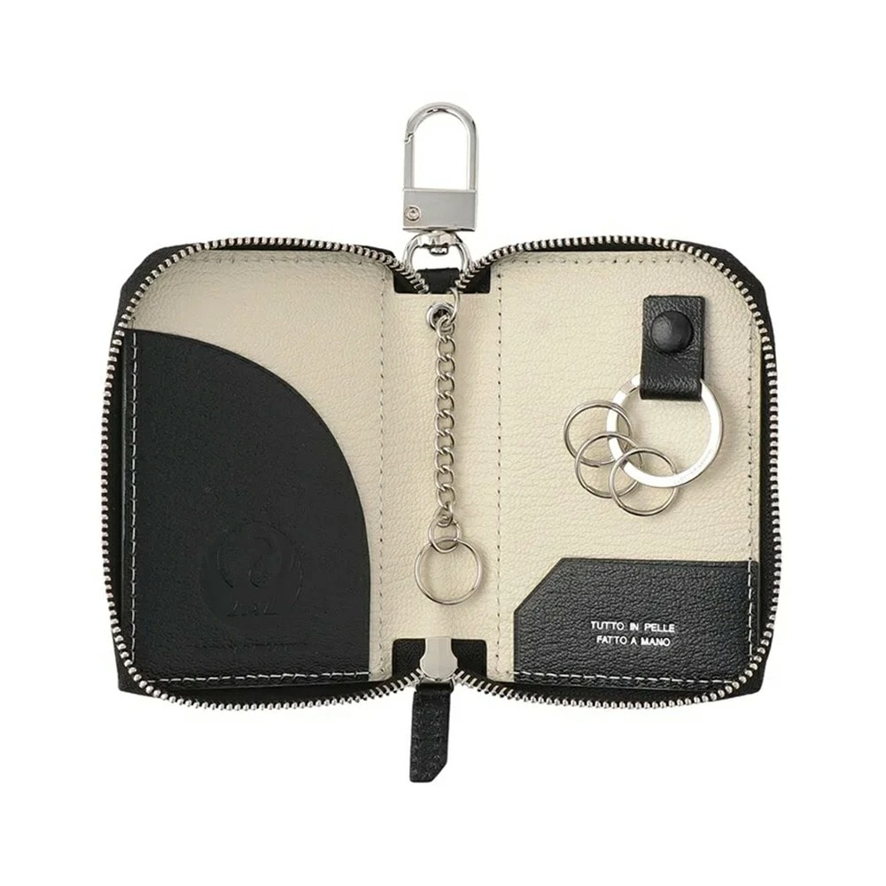 JALオリジナル] イタリア製 スマートWキーケース 鍵 カード入れ やぎ革