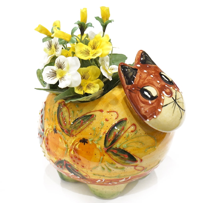 スペイン陶器 ネコ型ポット SP-P1 | インテリア雑貨,置物・飾り物