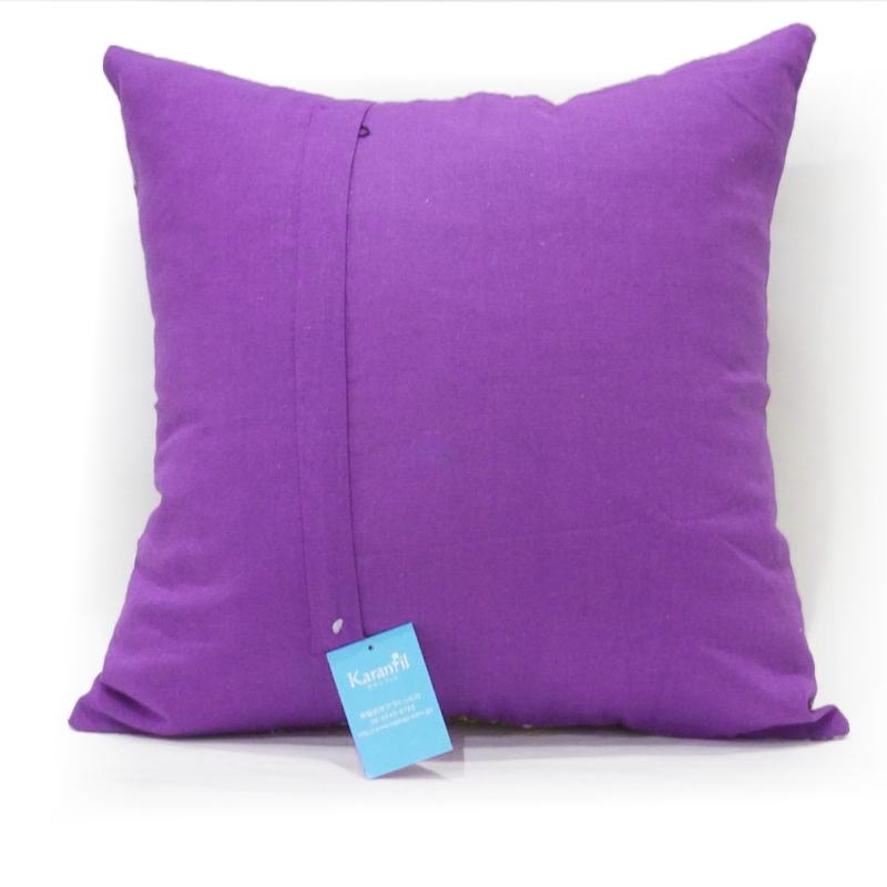 インド製「カンタキルト」クッションカバー◇ペイズリー/パープル KCC